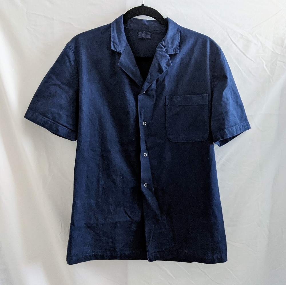 Rawson Studio Vintage Cotton Utility Button Down Shirt, Deep Blue Overdye
